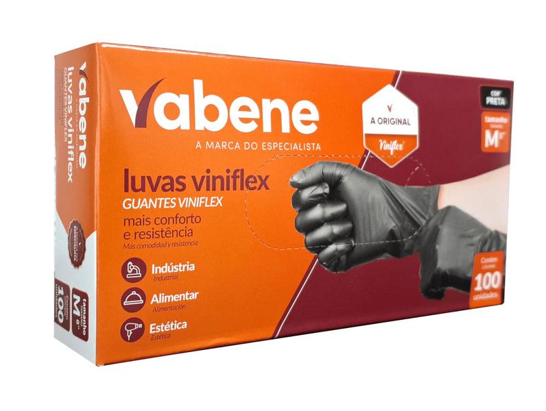 Imagem de Luva Viniflex, Vabene, M, Preta, Caixa com 100