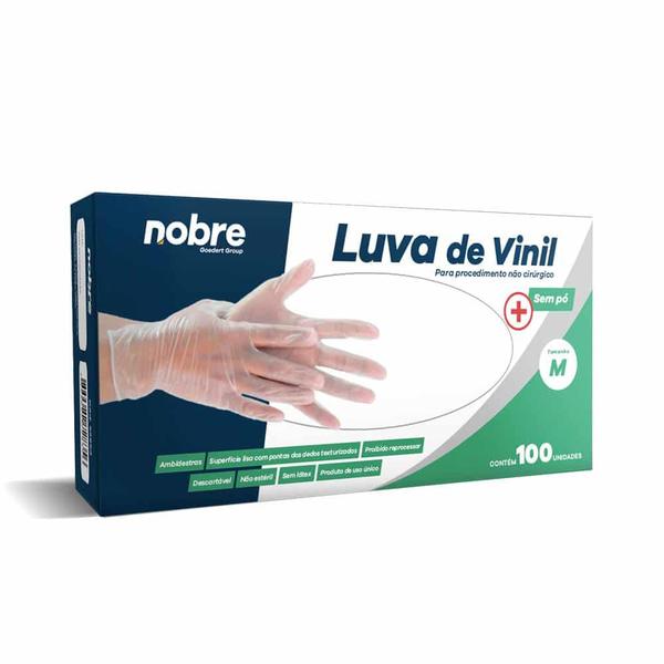 Imagem de Luva vinil sem po  - P/ proced nao cirurgico - c/100unid *M*  - Nobre