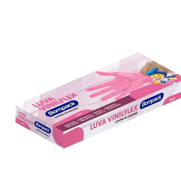 Imagem de Luva Vinilflex Bompack S/PO Rosa M - 100 unidades - Bompack - Rizzo