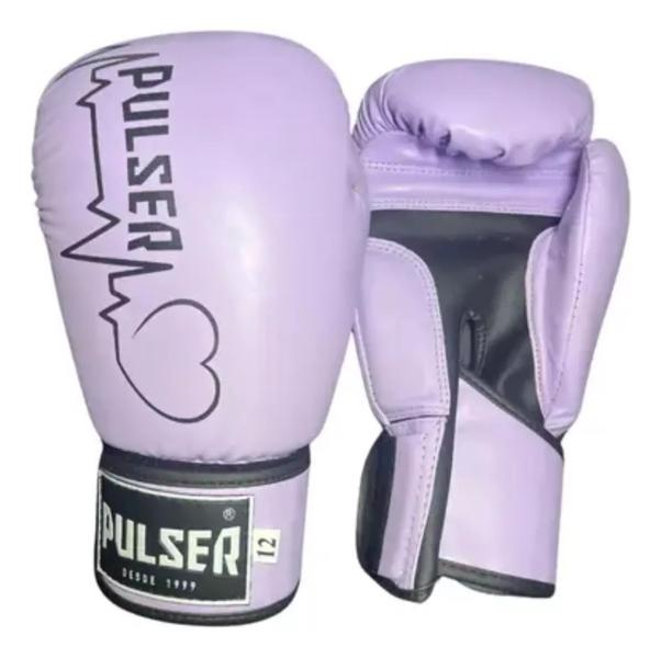 Imagem de Luvas de Boxe Muay Thai 12 Oz Lilás Pulsação Preto Pro Pulser