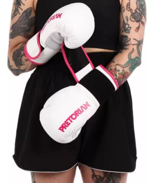 Imagem de Luvas de Boxe Muay Thai First FX2 Branco-Rosa Pretorian