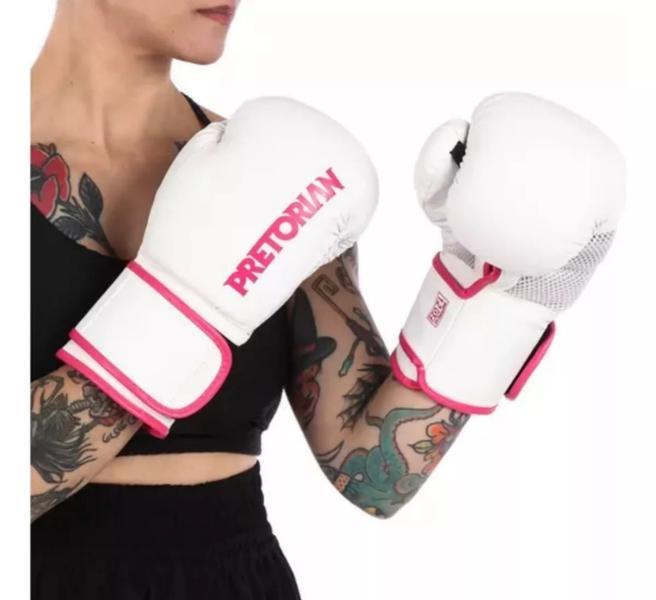 Luvas de Boxe Muay Thai First FX2 Branco-Rosa Pretorian Imagem de Luvas de Boxe Muay Thai First FX2 Branco-Rosa Pretorian