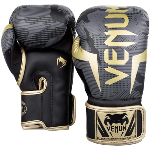 Imagem de Luvas de boxe Venum Elite Dark Camo/Gold de 3 camadas de espuma