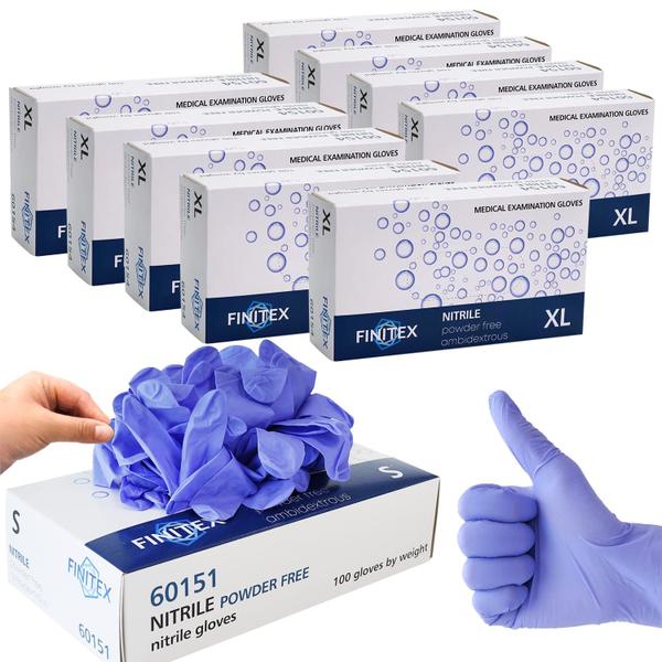 Luvas de exame de nitrilo descartáveis FINITEX 1000 unidades - 3,2 mil Imagem de Luvas de exame de nitrilo descartáveis FINITEX 1000 unidades - 3,2 mil