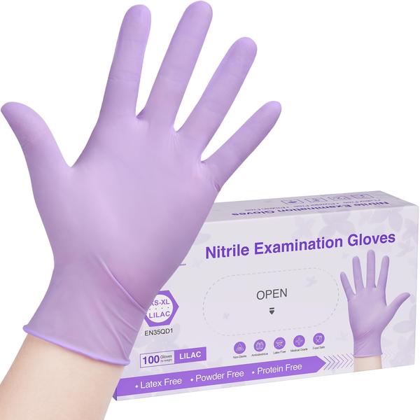 Imagem de Luvas de exame de nitrilo descartáveis SwiftGrip EN35Q Medium 100ct