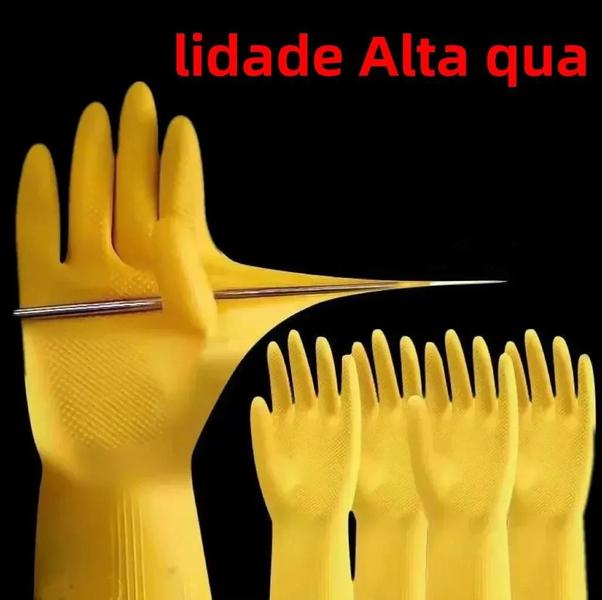 Luvas de Látex Impermeáveis para Lavar Louça e Limpar Vegetais Imagem de Luvas de Látex Impermeáveis para Lavar Louça e Limpar Vegetais