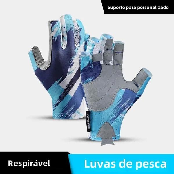 Imagem de Luvas de Meia Dedos Antiderrapantes para Pesca e Ciclismo - Leve, Respirável e com Proteção UV