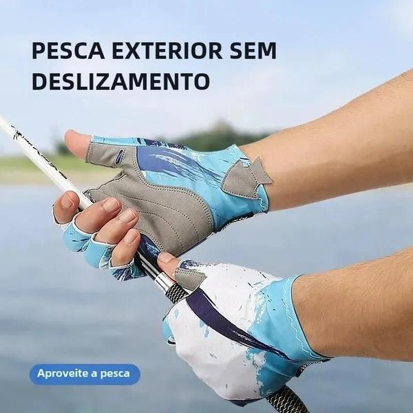 Imagem de Luvas de Meia Dedos Antiderrapantes para Pesca e Ciclismo - Leve, Respirável e com Proteção UV