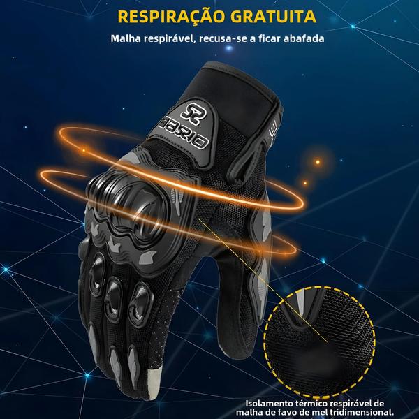 Imagem de Luvas de Motocicleta para Verão - Respiráveis, com Dedos Inteiros e Antiderrapantes