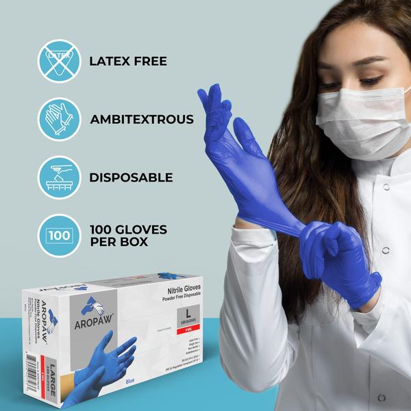 Luvas de nitrilo descartáveis AroCare Powder Free 1000 Gloves XL Imagem de Luvas de nitrilo descartáveis AroCare Powder Free 1000 Gloves XL