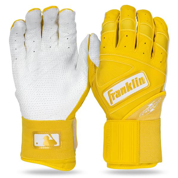 Imagem de Luvas de rebatidas Franklin Sports Infinite Powerstrap amarelas