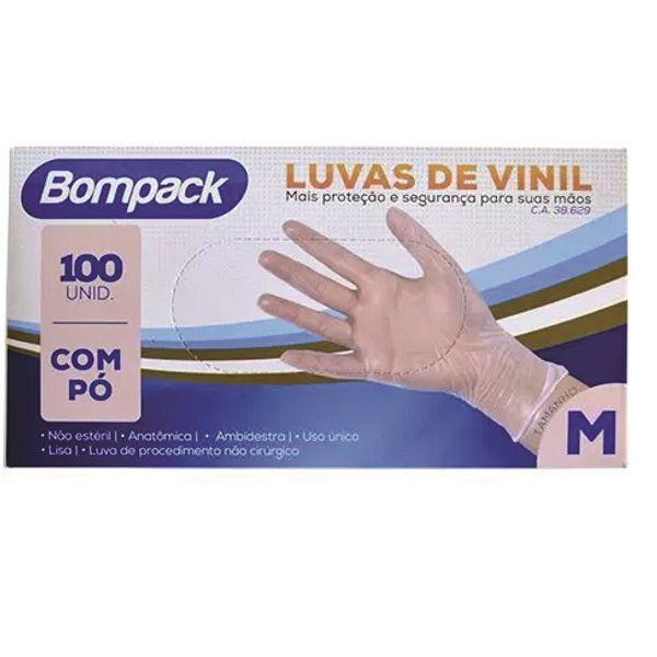 Imagem de Luvas de vinil com pó tamanho m com 100 unidades bompack