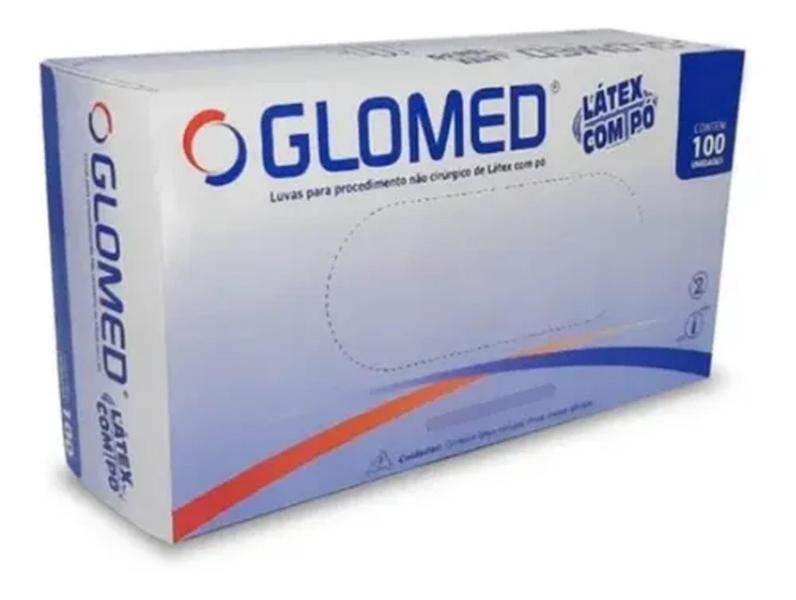 Imagem de Luvas Descartáveis Glomed Premium Látex Com Pó Caixa Com 100 unidades PP, P, M e G