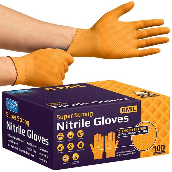 Luvas Descartáveis Inspire Heavy Duty Orange Nitrile ULTR Imagem de Luvas Descartáveis Inspire Heavy Duty Orange Nitrile ULTR