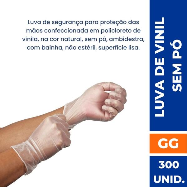 Imagem de Luvas Descartáveis Talge Tamanho Gg Vinil S/ Pó 300 Unidade