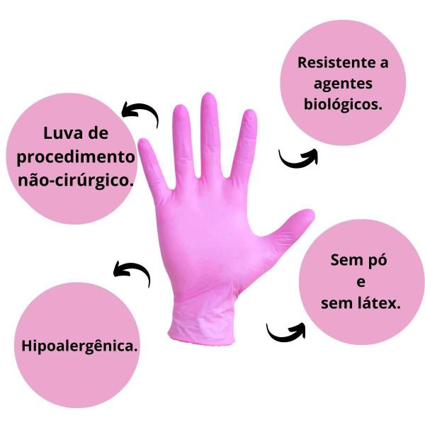 Imagem de Luvas Nitrílicas Vabene Sem Pó Tam:g Com 100 Uni Rosa