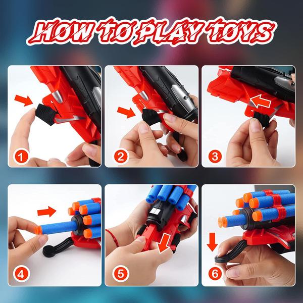 Imagem de Luvas Spider Web Shooter Wiifyly para crianças com balas e dardos