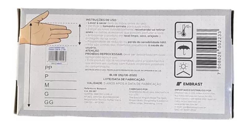 Imagem de Luvas Vinil Sem Pó Descartável Para Procedimento 100 Und M