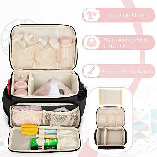 Imagem de Luxja Breast Pump Bag Compatível com Spectra S1 e S2, Saco de Bombeamento para Extrator de Leite e Peças Extras (Adequado para Uso em Casa ou Viagem), Preto (Patente Pendente)