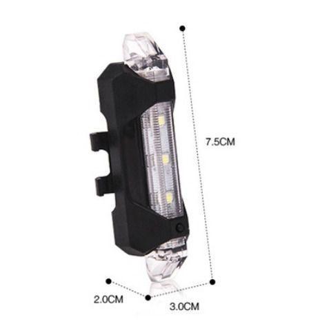 Imagem de Luz Bike Usb Led Recarregável Branca e Vermelha - 2 Und