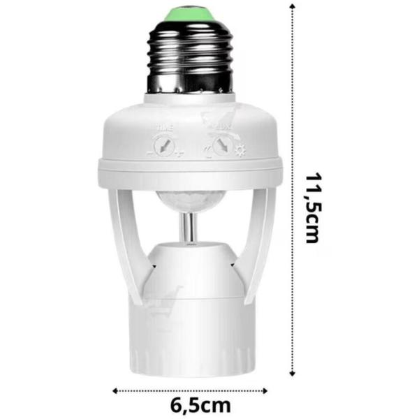 Imagem de Luz com Sensor de Presença Soquete Sensor 360 Apaga Sozinho Detecta Configura Tempo Bocal E27 Casa Escritorio