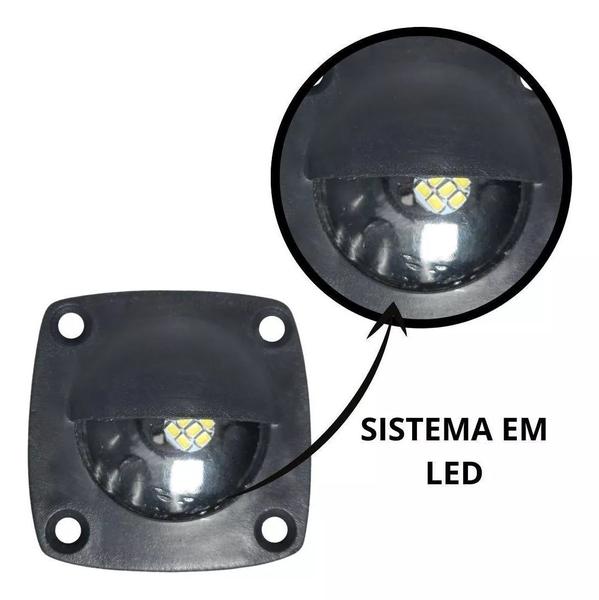 Imagem de Luz Cortesia Preta Embutir Led Azul 12v Barco Lancha Kit 2