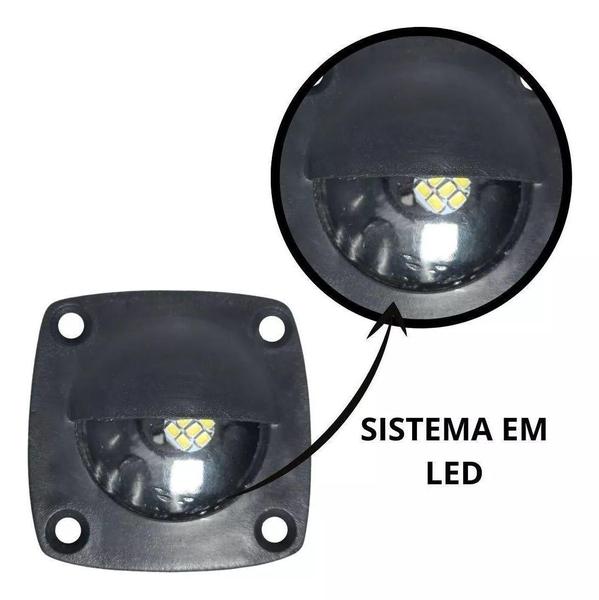 Imagem de Luz Cortesia Preta Embutir Led Branco 12v Barco Lancha Kit 8