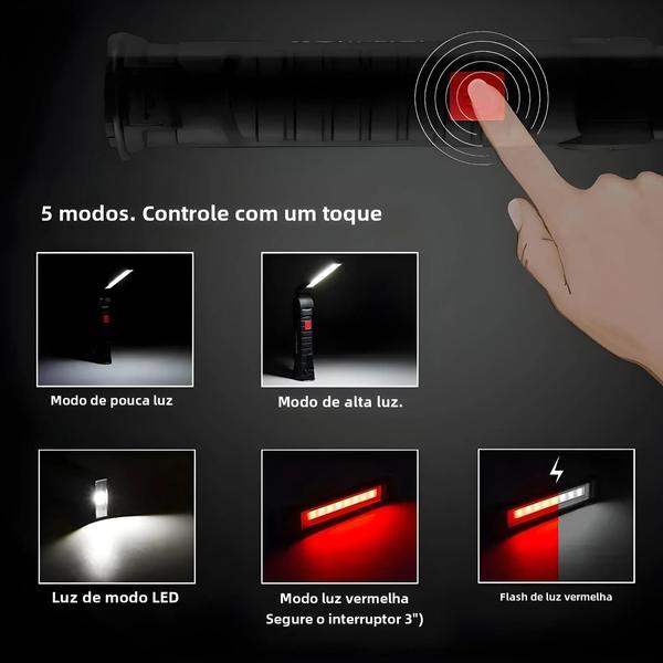 Imagem de Luz de Acampamento Portátil e Recarregável via USB - Dobrável e Multifuncional