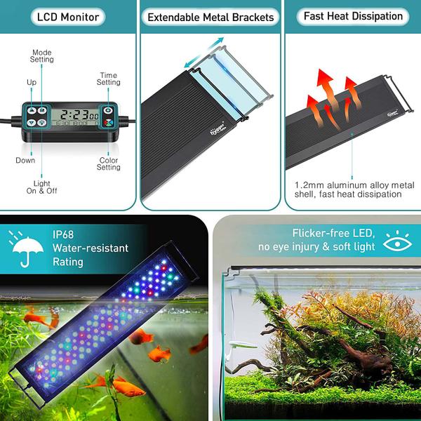 Imagem de Luz de aquário LED Hygger Auto On Off Full Spectrum 26W