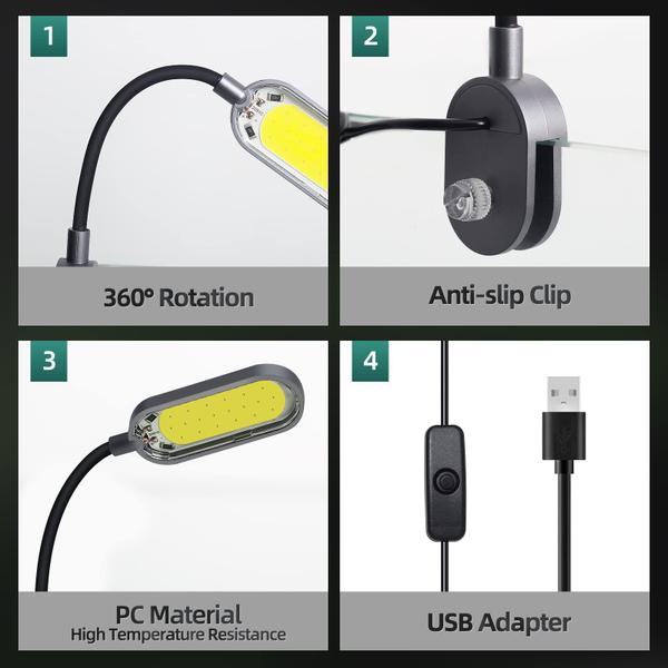 Imagem de Luz de aquário UPETTOOLS LED Clip-on para aquário de 5 galões