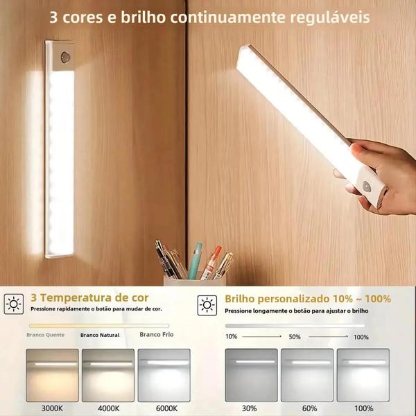 Imagem de Luz de Armário com Sensor de Movimento - Recarregável, Ajustável e com Tamanhos Diversos