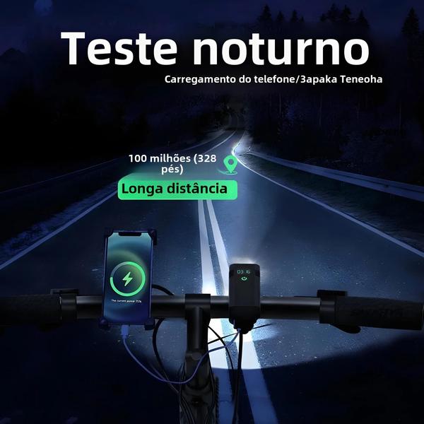 Imagem de Luz de Bicicleta Recarregável 4800 Lumens - 12 LEDs, USB-C, Alumínio, 10000mAh