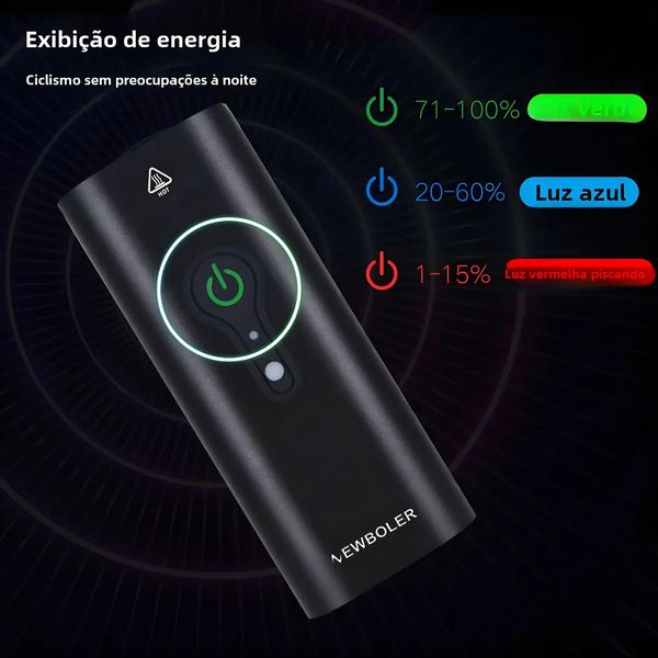 Imagem de Luz de Bicicleta Recarregável Newboler - 5000lm, À Prova D'Água, USB e Inteligente