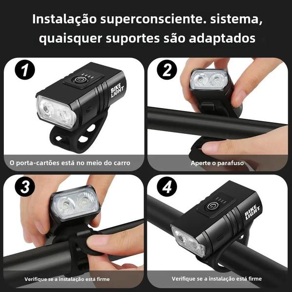 Imagem de Luz de Bicicleta Recarregável USB T6 LED - 6 Modos - Farol Dianteiro para MTB e Ciclismo