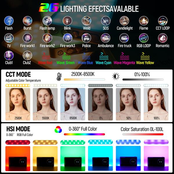 Luz de câmera VILTROX 12W RGB com bateria de 22Wh 2500K-8500K Imagem de Luz de câmera VILTROX 12W RGB com bateria de 22Wh 2500K-8500K