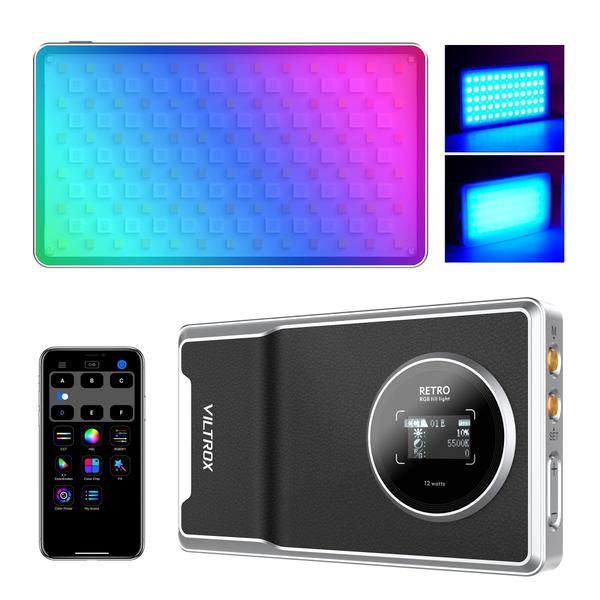 Luz de câmera VILTROX 12W RGB com bateria de 22Wh 2500K-8500K Imagem de Luz de câmera VILTROX 12W RGB com bateria de 22Wh 2500K-8500K