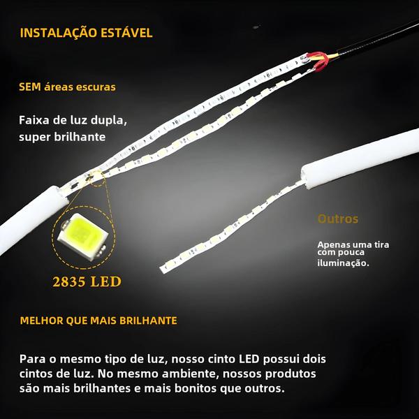 Imagem de Luz de Circulação Diurna (DRL) para Carro - LED Amarela Flexível (30cm/45cm/60cm)