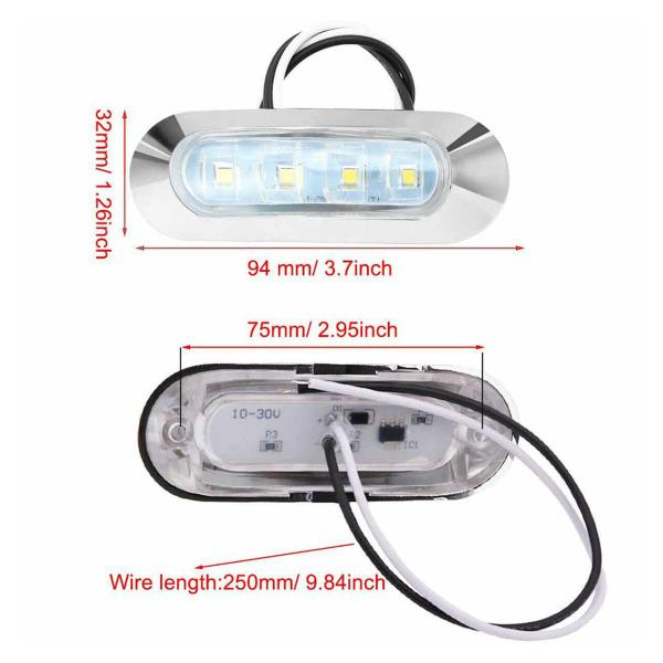 Imagem de Luz de Cortesia Cromada 4 LEDs 12v e 24v P/ Embarcações