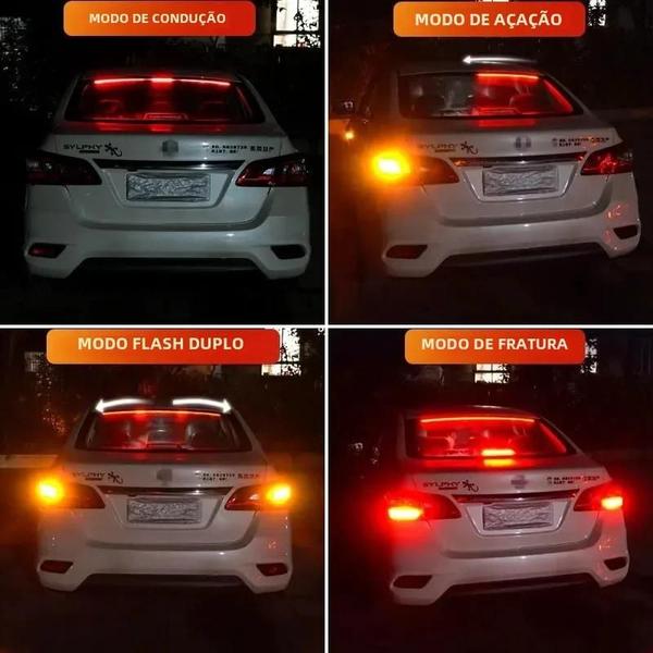 Imagem de Luz de Freio LED Flexível 90cm - Vermelha, Multi-Modo, Sinal de Parada para Carro