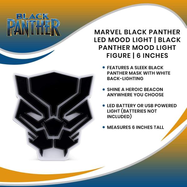 Imagem de Luz de humor LED Marvel Black Panther  Mood Lighting Black Panther Figure  Lâmpada colecionável Black Panther Marvel Mask Mood Light  LED branca  6 polegadas de altura