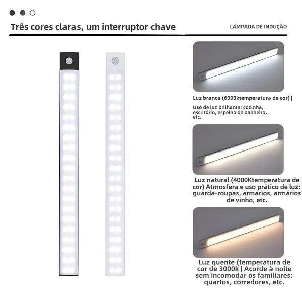 Imagem de Luz de LED Recarregável para Armário com Sensor de Movimento - USB Tipo C