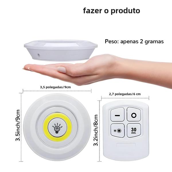 Imagem de Luz de LED Regulável e Sem Fio para Armário - 3W Super Brilhante