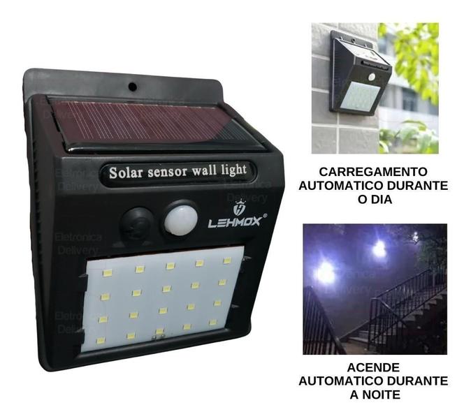 Imagem de Luz De Led Solar 20 A 100 Leds Área Externa Sensor Movimento