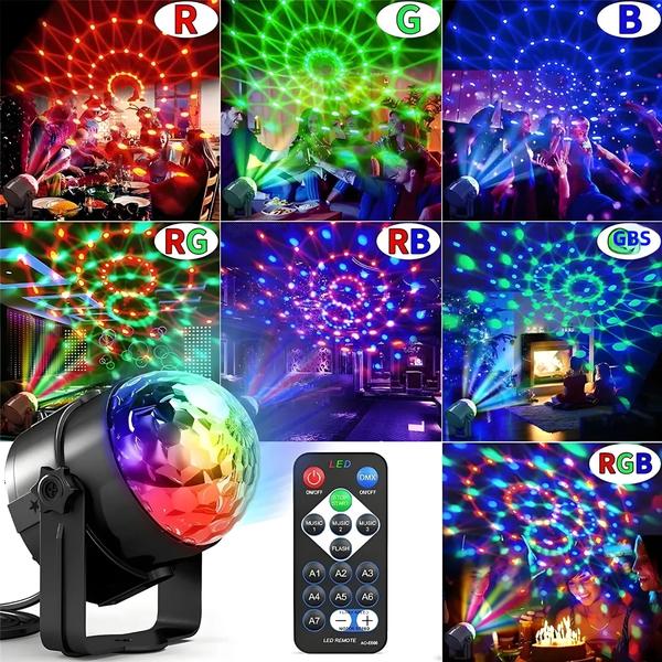 Imagem de Luz de Palco RGB LED com Bola de Discoteca Giratória - Controle Remoto, Som e Laser para Festas