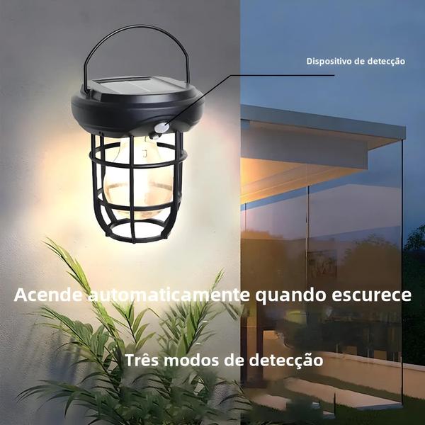 Imagem de Luz de Parede Solar com Sensor de Presença - Lâmpada de Tungstênio para Jardim, Pátio e Villa