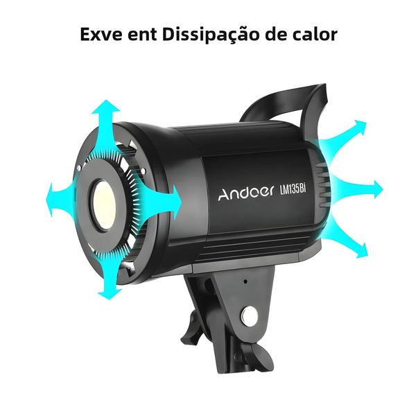 Imagem de Luz de Preenchimento LED 135W - Regulável (3000K-5600K) com Suporte Bowens para Fotografia e Vídeo