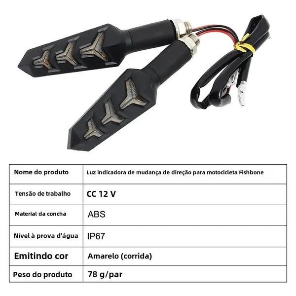 Imagem de Luz de Sinal de Volta para Motocicleta - LED em Forma de Y (Espinha de Peixe) 12V