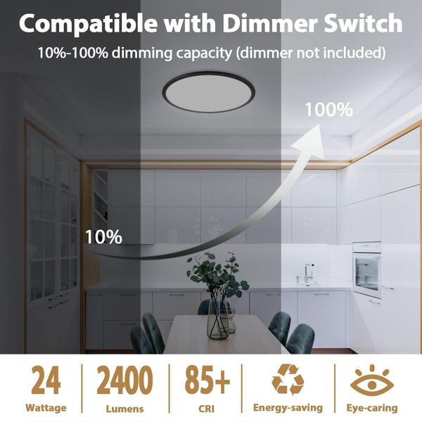 Imagem de Luz de teto BrightHome 30 cm 24W LED Flush Mount 3 cores