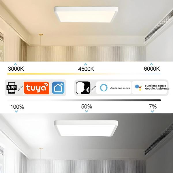 Imagem de Luz de Teto LED 36W com Controle de Voz Smart Tuya - Compatível com Alexa e Google Home