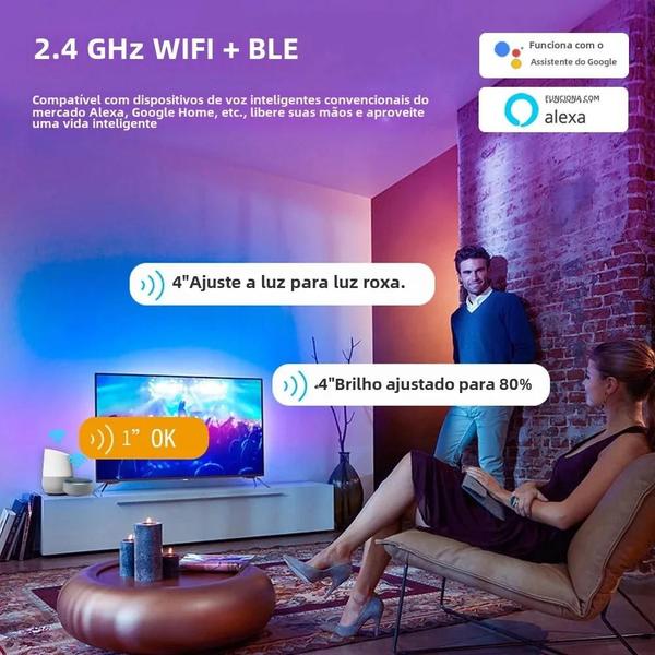 Imagem de Luz de Teto LED WiFi Inteligente RGB+CW - Regulável e Compatível com Alexa e Google Assistant